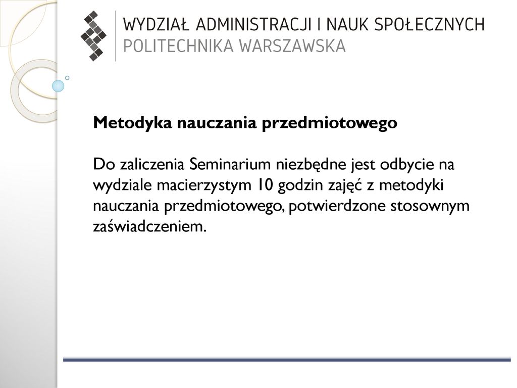 Seminarium Pedagogiczne Dla Doktorant W I Nowoprzyj Tych Asystent W